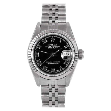 rolex datejust black face roman